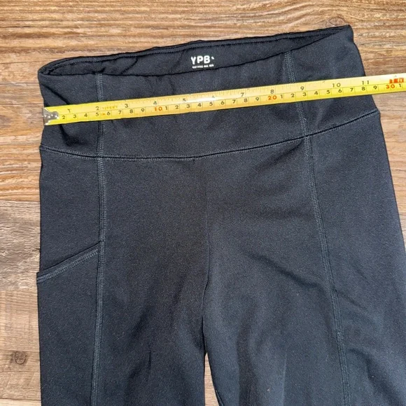 YPB Abercrombie Kids Black Leggings 9/10 Athletic 4 Way Stretch Pockets - Picture 3 of 5